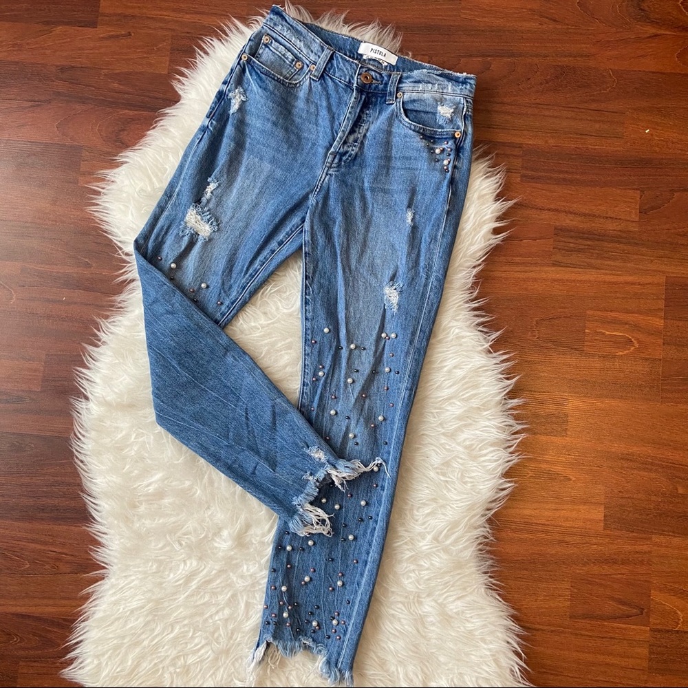 Pistola Distressed Embellished Jeans 25